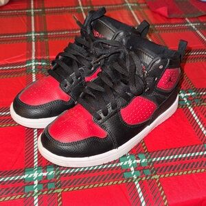 Jordan Jumpman Kids Black and Red High-Top Sneakers Size 1Y